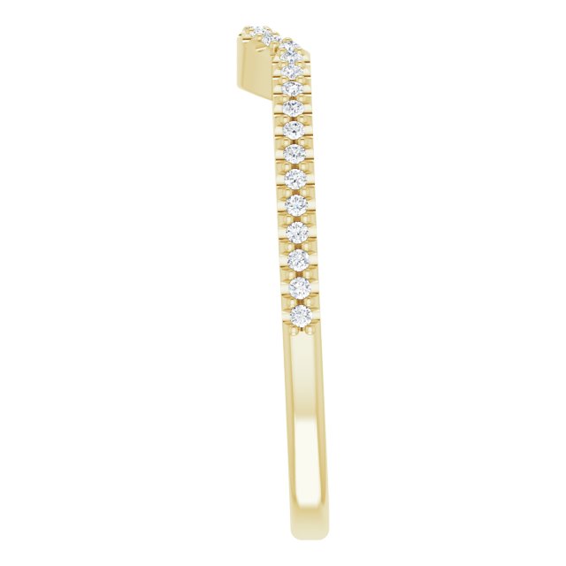 14K Gold Round Natural Diamond Accented Contour Band – 1mm Stones - Yellow Gold - view 4