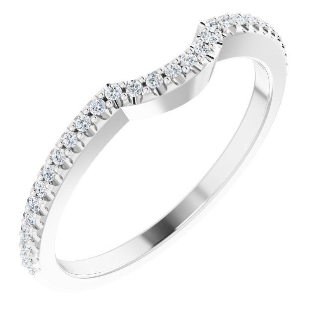 14K Gold Round Lab-Grown Diamond Accented Contour Band – 1mm Stones - White Gold