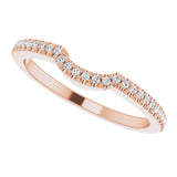 14K Gold Round Natural Diamond Accented Contour Band – 1mm Stones - Rose Gold - view 5