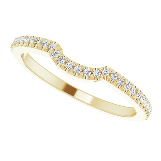 14K Gold Round Natural Diamond Accented Contour Band – 1mm Stones - Yellow Gold - view 5