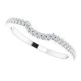 14K Gold Round Natural Diamond Accented Contour Band – 1mm Stones - White Gold - view 5