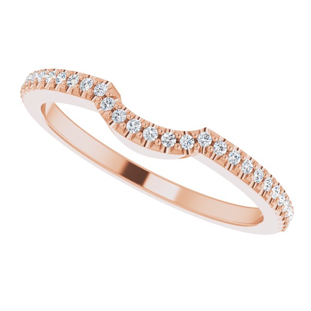 14K Gold Round Lab-Grown Diamond Accented Contour Band – 1mm Stones - Rose Gold - view 5