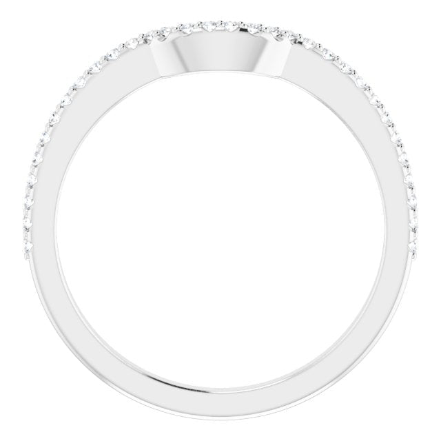 14K Gold Round Natural Diamond Accented Contour Band – 1mm Stones - White Gold - view 2