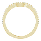 14K Gold Round Lab-Grown Diamond Accented Contour Band – 1mm Stones - Yellow Gold - view 2
