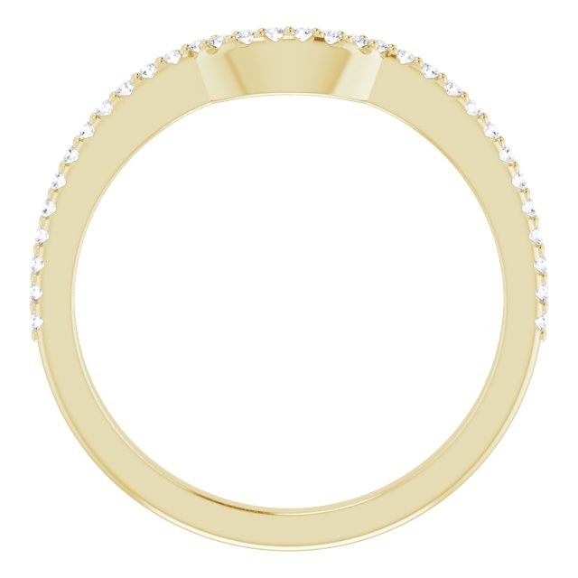 14K Gold Round Lab-Grown Diamond Accented Contour Band – 1mm Stones - Yellow Gold - view 2