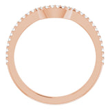 14K Gold Round Lab-Grown Diamond Accented Contour Band – 1mm Stones - Rose Gold - view 2