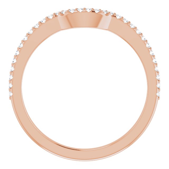 14K Gold Round Lab-Grown Diamond Accented Contour Band – 1mm Stones - Rose Gold - view 2