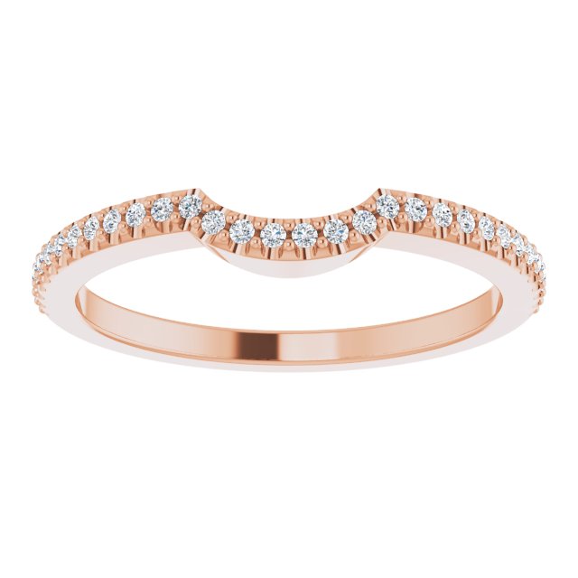 14K Gold Round Lab-Grown Diamond Accented Contour Band – 1mm Stones - Rose Gold - view 3