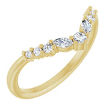 14K Gold Marquise Natural Diamond Accented Contour Band – 3.5mm Stones - Yellow Gold