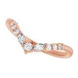 14K Gold Marquise Natural Diamond Accented Contour Band – 3.5mm Stones - Rose Gold - view 5