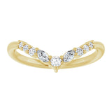 14K Gold Marquise Natural Diamond Accented Contour Band – 3.5mm Stones - Yellow Gold - view 3