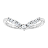 14K Gold Marquise Lab-Grown Diamond Accented Contour Band – 3.5mm Stones - White Gold - view 3