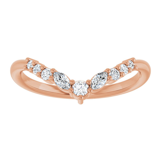 14K Gold Marquise Lab-Grown Diamond Accented Contour Band – 3.5mm Stones - Rose Gold - view 3