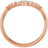 14K Gold Marquise Lab-Grown Diamond Accented Contour Band – 3.5mm Stones - Rose Gold - view 2
