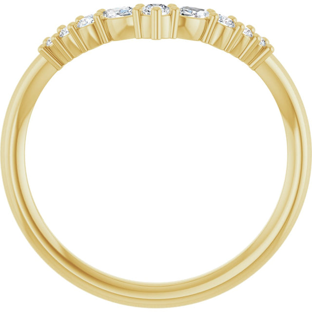 14K Gold Marquise Lab-Grown Diamond Accented Contour Band – 3.5mm Stones - Yellow Gold - view 2