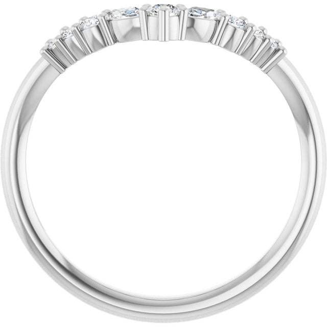 Platinum Marquise Natural Diamond Accented Contour Band – 3.5mm Stones - view 2