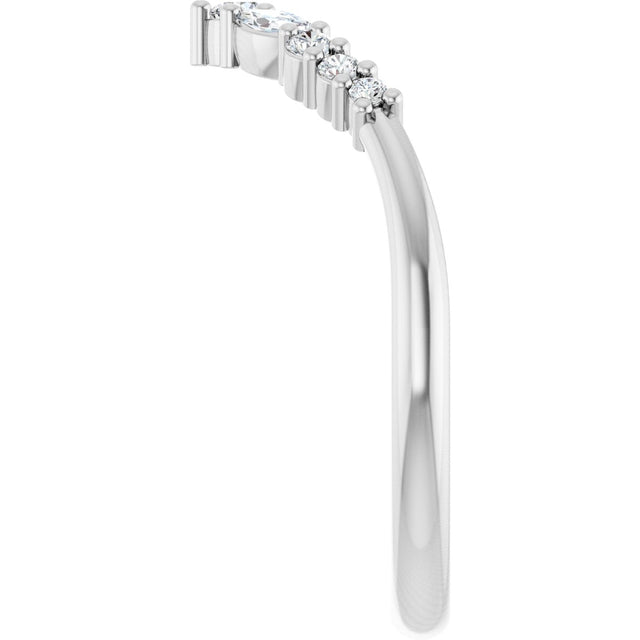 14K Gold Marquise Lab-Grown Diamond Accented Contour Band – 3.5mm Stones - White Gold - view 4