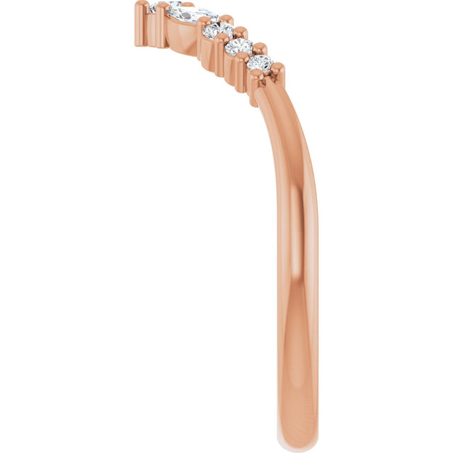 14K Gold Marquise Lab-Grown Diamond Accented Contour Band – 3.5mm Stones - Rose Gold - view 4