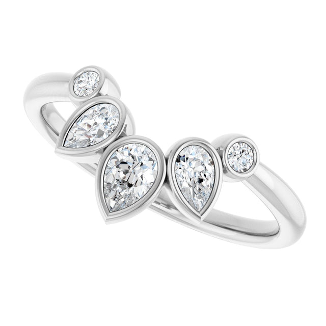 Platinum Pear Lab-Grown Diamond Contour Band – 4.5x3mm - view 5