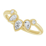 14K Gold Pear Natural Diamond Contour Band – 4.5x3mm - Yellow Gold - view 5