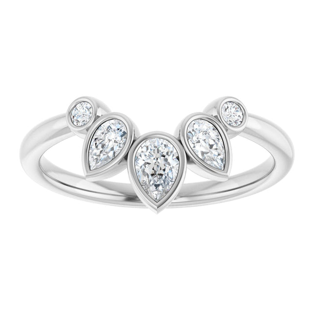 Platinum Pear Lab-Grown Diamond Contour Band – 4.5x3mm - view 3