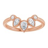 14K Gold Pear Natural Diamond Contour Band – 4.5x3mm - Rose Gold - view 3