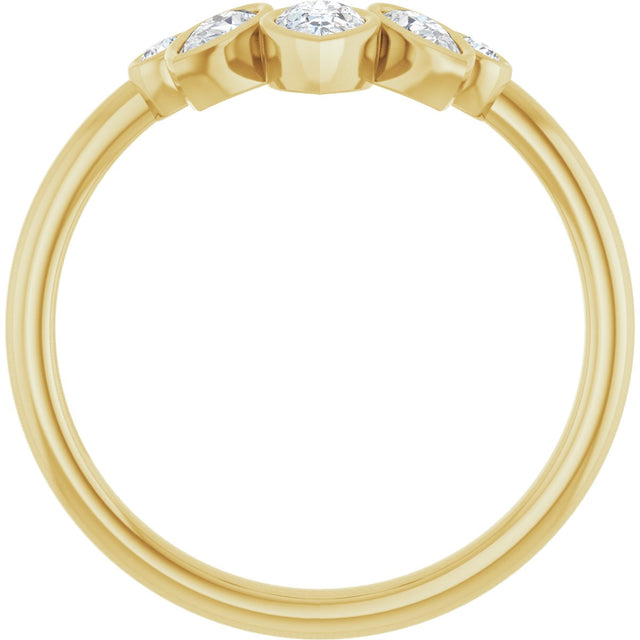 14K Gold Pear Natural Diamond Contour Band – 4.5x3mm - Yellow Gold - view 2