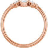 14K Gold Pear Natural Diamond Contour Band – 4.5x3mm - Rose Gold - view 2