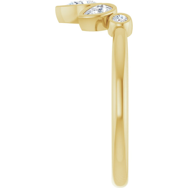 14K Gold Pear Natural Diamond Contour Band – 4.5x3mm - Yellow Gold - view 4
