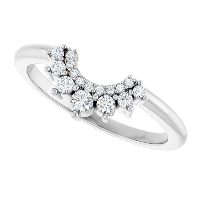 Platinum Round Natural Diamond Contour Band IV - view 5