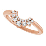 14K Gold Round Natural Diamond Contour Band – 2.2mm Stones - Rose Gold - view 5