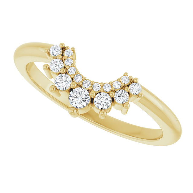 14K Gold Round Lab-Grown Diamond Contour Band – 2.2mm Stones - Yellow Gold - view 5