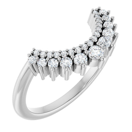 14K Gold Round Natural Diamond Contour Band – 2.2mm Stones - White Gold