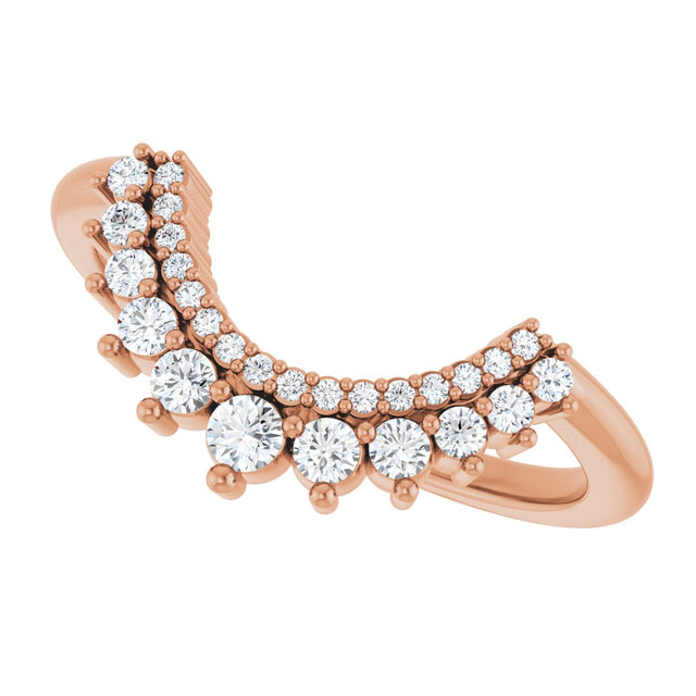 14K Gold Round Lab-Grown Diamond Contour Band – 2.2mm Stones - Rose Gold - view 6