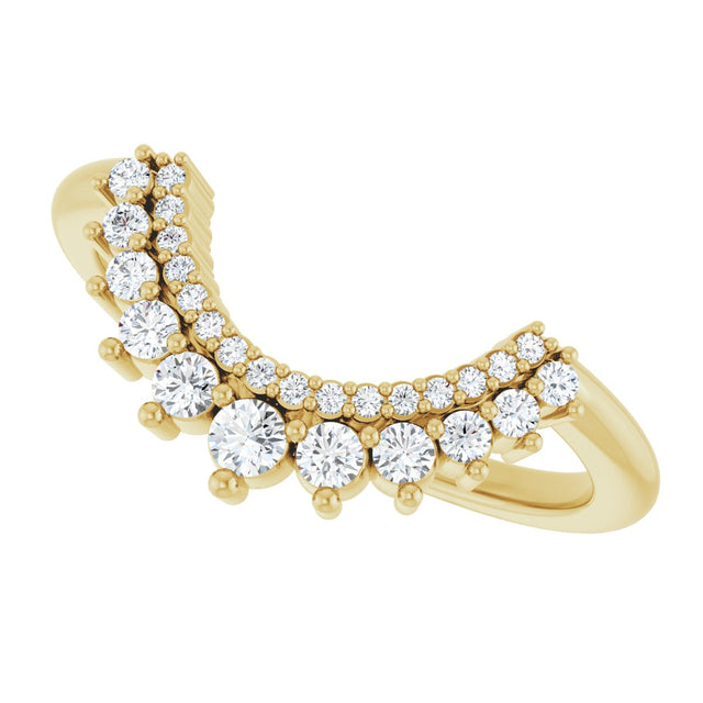 14K Gold Round Lab-Grown Diamond Contour Band – 2.2mm Stones - Yellow Gold - view 5