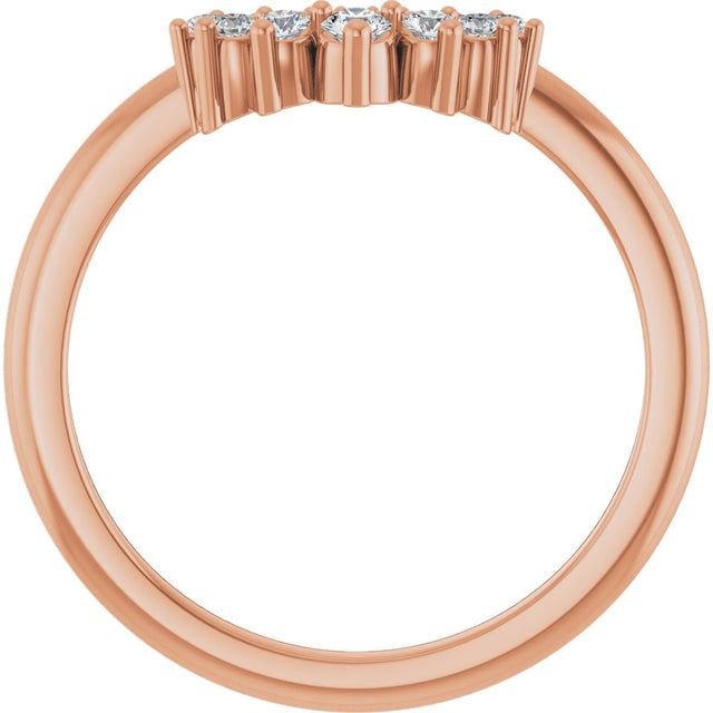 14K Gold Round Lab-Grown Diamond Contour Band – 2.2mm Stones - Rose Gold - view 2