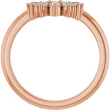 14K Gold Round Natural Diamond Contour Band – 2.2mm Stones - Rose Gold - view 2