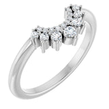 14K Gold Round Natural Diamond Contour Band – 2.2mm Stones - White Gold