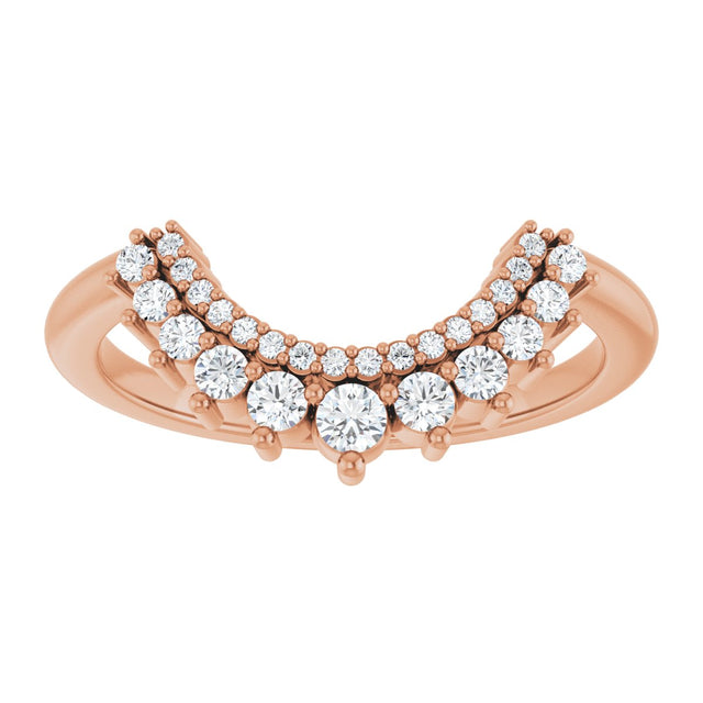 14K Gold Round Lab-Grown Diamond Contour Band – 2.2mm Stones - Rose Gold - view 3