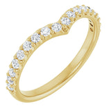 14K Gold Round Natural Diamond Accented V Contour Band - Yellow Gold