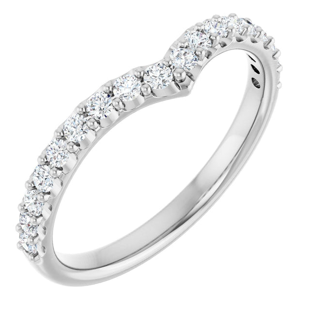 Platinum Round Natural Diamond Accented V Contour Band