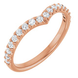 14K Gold Round Lab-Grown Diamond Accented V Contour Band - Rose Gold