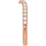14K Gold Round Natural Diamond Accented V Contour Band - Rose Gold - view 4