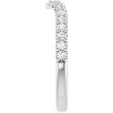 Platinum Round Lab-Grown Diamond Accented V Contour Band - view 4