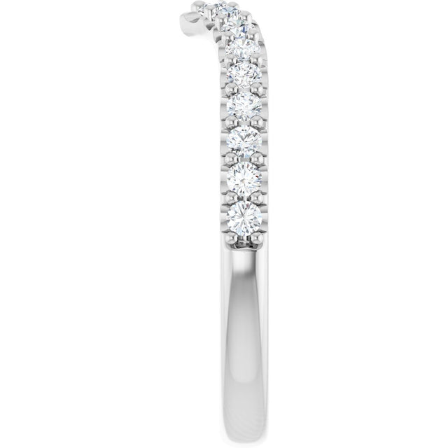 Platinum Round Natural Diamond Accented V Contour Band - view 4