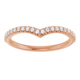 14K Gold Round Natural Diamond Accented V Contour Band - Rose Gold - view 3