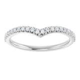 Platinum Round Lab-Grown Diamond Accented V Contour Band - view 3