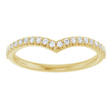 14K Gold Round Lab-Grown Diamond Accented V Contour Band - Yellow Gold - view 3