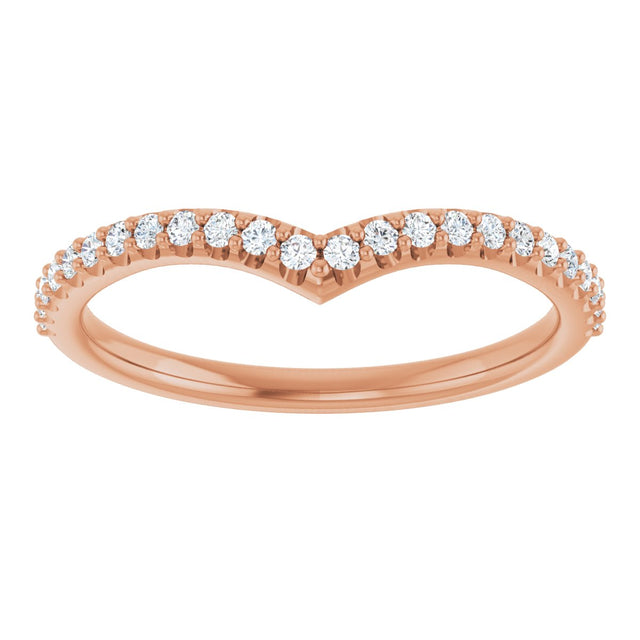 14K Gold Round Lab-Grown Diamond Accented V Contour Band - Rose Gold - view 3