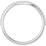 Platinum Round Lab-Grown Diamond Accented V Contour Band - view 2